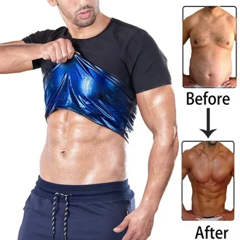 Männer Sweat Sauna T-shirt Taille Trainer Anzug Körper Shapers Shapewear Korsett Unterwäsche Bauch Control