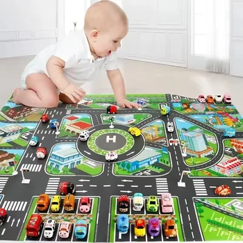 83*58 cm/130*100 cm Straße Matte Kinder Verkehrs Auto Karte Pädagogisches Spielzeug Straße Kunststoff Teppich