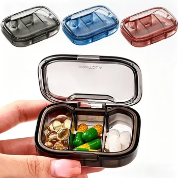 Tragbare Mini-Pillendose Reise-Medizinbox mit Fächern Wasserdichter Medikamentenspender für Zuhause