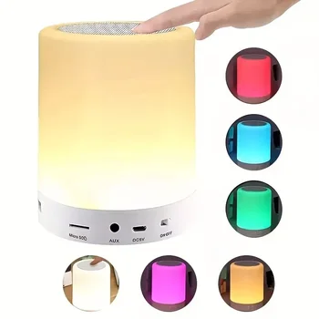 2024 Nachttischlampe Drahtloses Bluetooth mit Lautsprecher Touch Light Bunte LED Nachtdimmung Atmosphäre