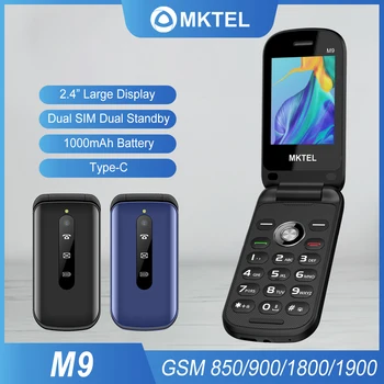MKTEL M9 Flip-Handy, 2G, 2,4-Zoll-Display, 1000 mAh Akku, Dual-SIM, Dual-Standby, MP3/MP4/FM-Radio