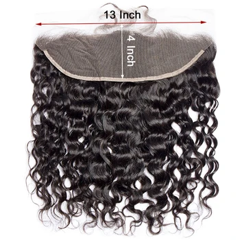 Nur Lace Frontal 13x4 Wasserwellen-Verschluss aus Echthaar, Natürliche Welle HD Frontal-Verschluss, Tiefer HD