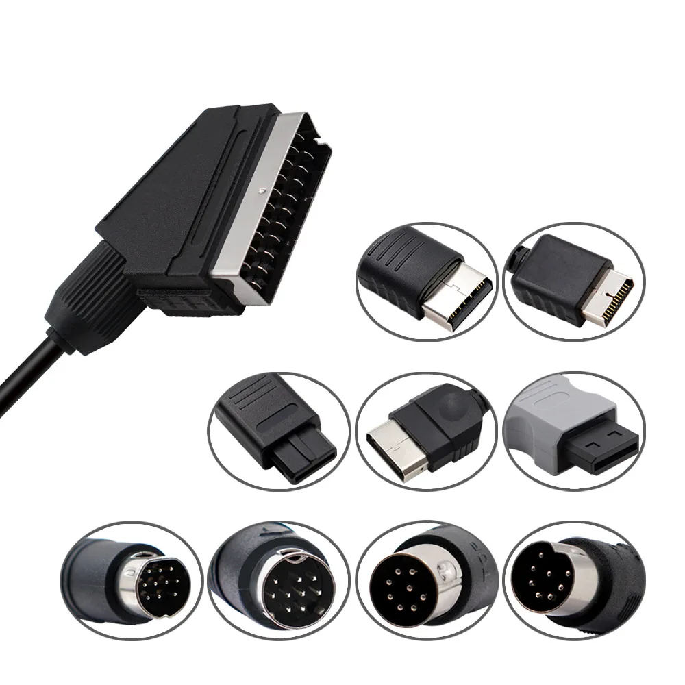 1,8 m RGB-Scart-Kabel für PS2/PS1/PS3/SEGA Mega Drive1/MD2/DC