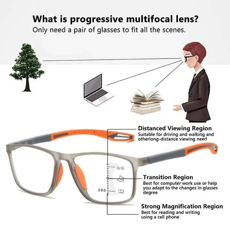 Männer Multifokale Photochrome Lesebrille Sehen Weit und Nahe – Bild 5