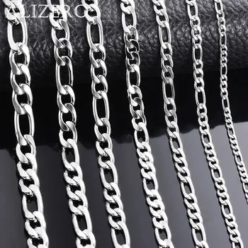 Halskette aus 925er-Sterlingsilber, 2-12 mm Breite, 40-75 cm, lange Kette, Karabinerverschluss