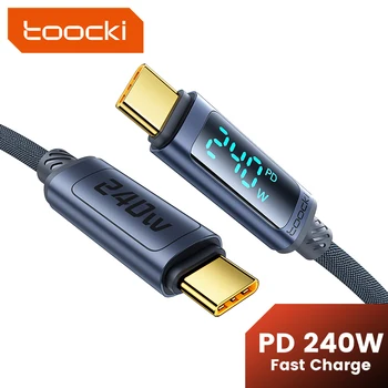 Toocki 240 W Typ C auf Typ C-Kabel PD3.1 Digitalanzeige 100 W Schnelllade-USB-C-Kabel für MacBook iPhone 16 15