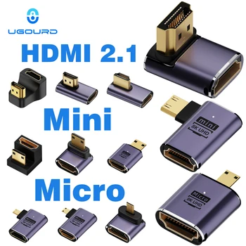 UGOURD HDMI2.1 Kabeladapter Mini Micro HDMI zu HDMI 2.1 Konverter 48 Gpbs 8K60HZ 4K120HZ für HDTV Projektor