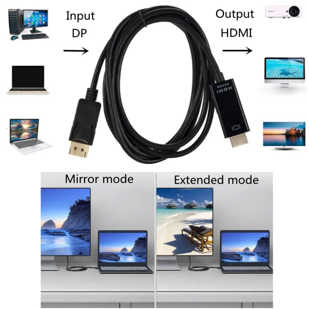 DisplayPort auf HDMI Kabel 4K, 1,8 m, für Monitor und – Bild 2