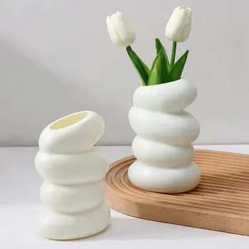Kunststoff Spirale Weiße Vase Nordic Kreative Blume Anordnung Container Für Küche Wohnzimmer Schlafzimmer