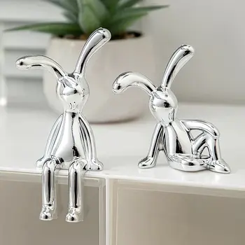 Langohrigen Kaninchen Doppel Statue Cartoon Dekoration Zubehör Wohnzimmer Schlafzimmer Auto (2 Stück)