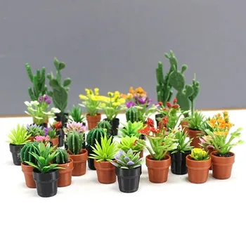 1/12 Puppenhaus Miniatur Szene Dekoration Grün Blumentopf Mini Pflanze Fee Post Topf Puppe Zubehör Spielzeug