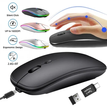Wiederaufladbare Drahtlose Maus Bluetooth 2,4 GHz Dual Modi Computer Mäuse mit Nano Empfänger für PC Laptop