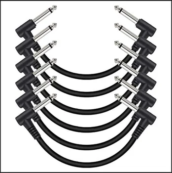 6er-Pack 7,8-Zoll-Gitarren-Patchkabel, buntes/schwarzes Gitarrenpedalkabel, Effektkabel, 1/4 Zoll TS