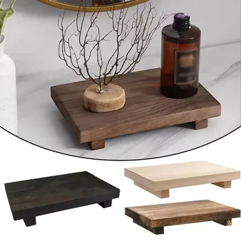 Holz Tablett Sockel Ständer Badezimmer Dekor Holz Eitelkeit Hände Seife Duftkerze Lagerung Halter Tablett