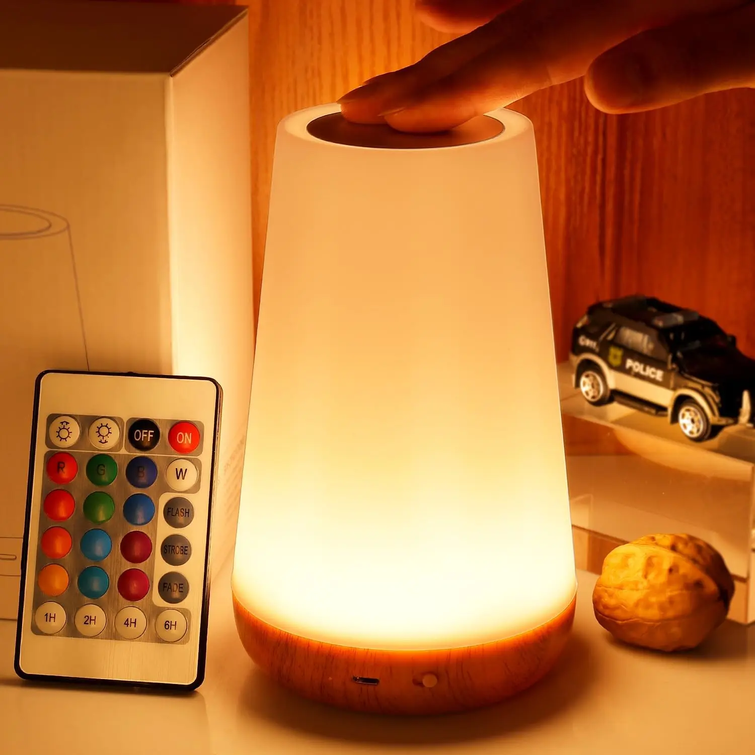 Nachtlicht mit 13 Farbwechseln, Fernbedienung, Touch-USB