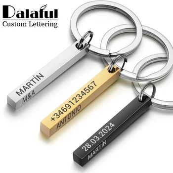 Personalisierter 3D-Bar-Schlüsselanhänger mit Gravur, Text, Name, Datum, individueller Schlüsselanhänger