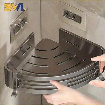 Badezimmerregale aus Aluminiumlegierung, stanzfreies, verdicktes Stativ, Wand-Eckregal, Badezimmerzubehör