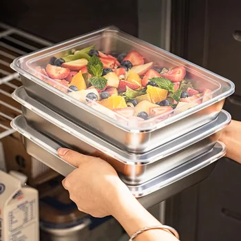 Edelstahl-Lebensmittelbehälter-Set & Lunchbox, Auslaufsichere Stapelbare Behälter mit Transparenten (3 Stück)