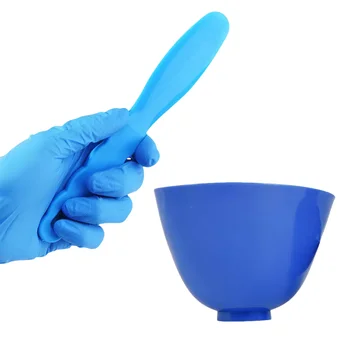 Dental Labor Rührschüssel mit Stick Kit Gummi Flexible Kunststoff Spatel für Alginat Abdruck Gips (2 Stück)