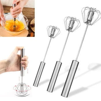 Halbautomatischer Mixer Schneebesen Edelstahl Manueller Handmixer Selbstdrehender Cremeutensilien Küchenmixer