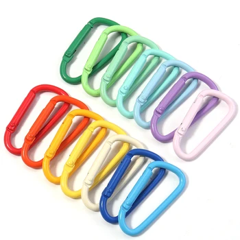 Legierung Karabiner Schlüssel Kette Clip Bunte D-förmigen Frühling Schnalle Haken Für DIY Outdoor (10 Stück)
