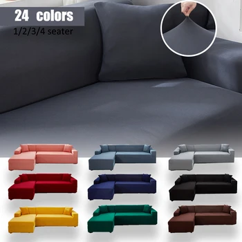 Solide Sofabezüge für das Wohnzimmer, elastischer Relaxsessel, L-Form, 1, 2, 3-Sitzer, Couch-Slip