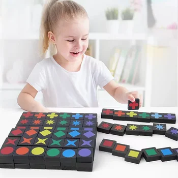 Heiße kinder Pädagogisches Spielzeug Qwirkle Holz Schach eltern-kind-Interaktive Spiele Kinder Erwachsene
