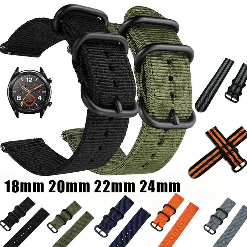 18mm 20mm 22mm 24mm Nylon Stoff Uhrenarmbänder Sportarmband