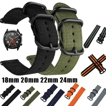 18mm 20mm 22mm 24mm Nylon Stoff Uhrenarmbänder Sportarmband für Samsung Galaxy Watch 3 Bandbänder Amazfit GTR