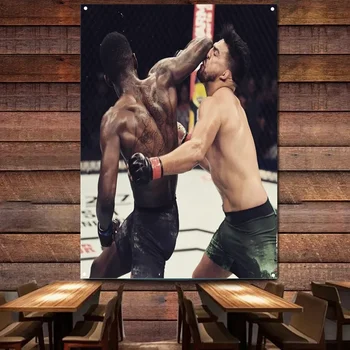 Muay Thai VS Boxing Kunstdruck auf Wandflagge Wandteppich, Kampf Wandkunst Poster Fitnessstudio Kampfhalle