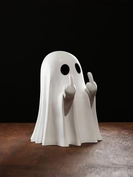 Mittelfinger-Geisterstatue, 7,5 cm erschreckende Geisterdekoration, Halloween-Geist kleine Statue