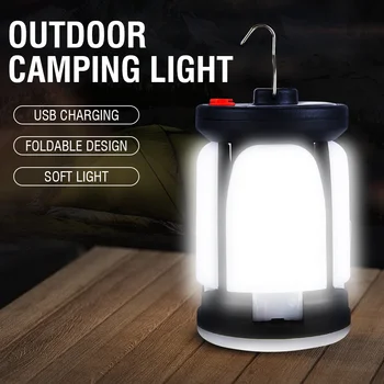 Wiederauf ladbare LED-Camping laterne mit klappbarem LED-Flutlicht Tragbares Zelt licht mit 3 Licht modi