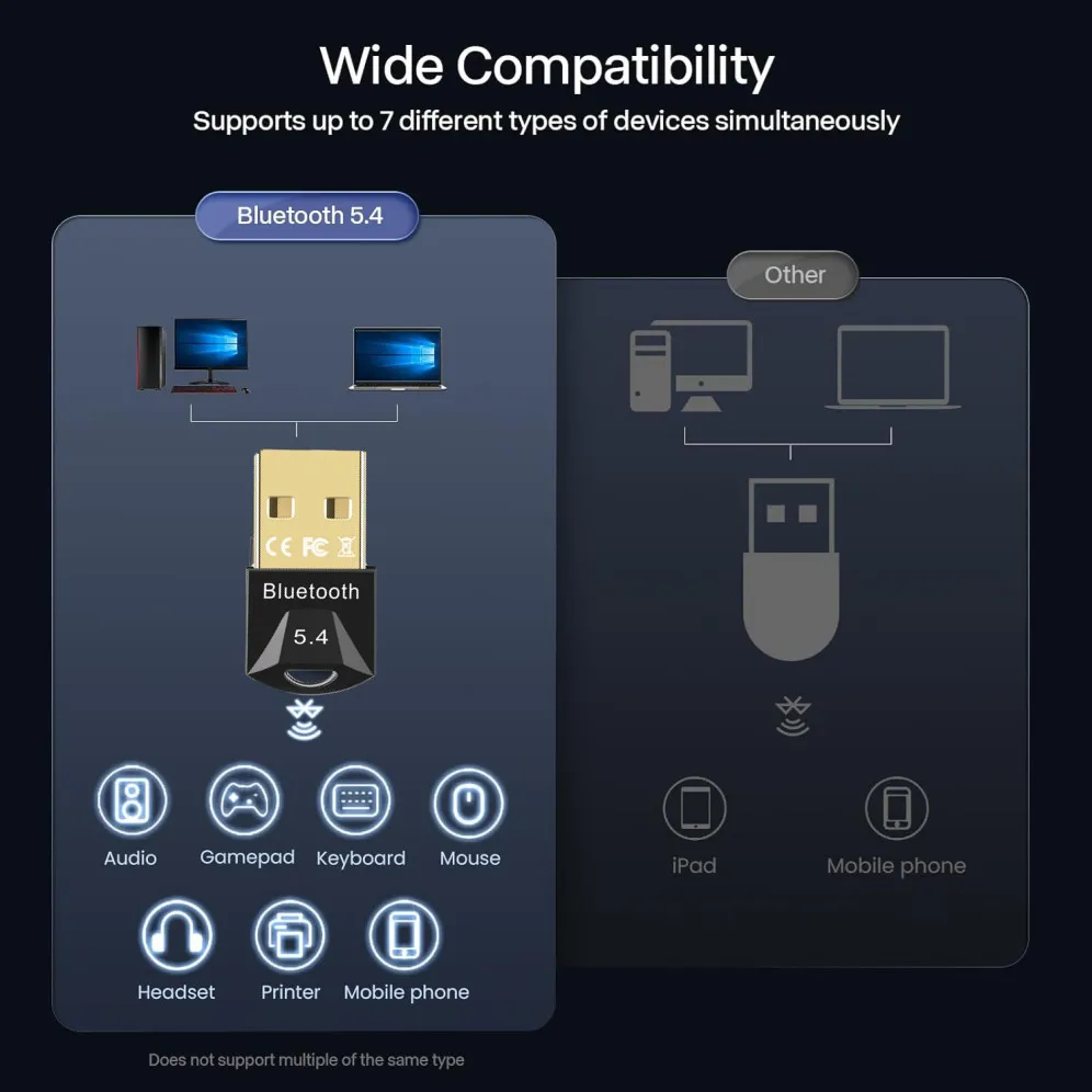 USB-Bluetooth-Adapter für PC, USB-Bluetooth 5.4/ 5.3/ 5.1/ – Bild 6
