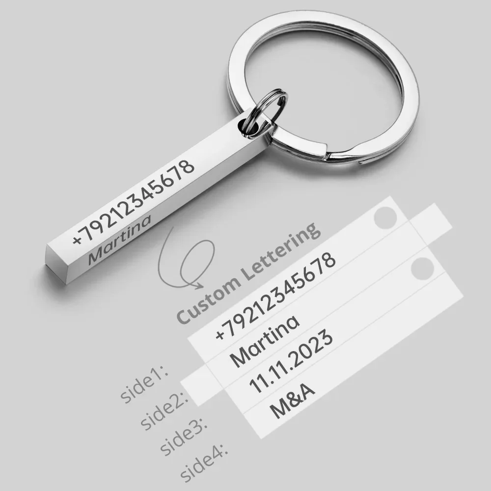 Personalisierter 3D-Bar-Schlüsselanhänger mit Gravur, Text – Bild 5