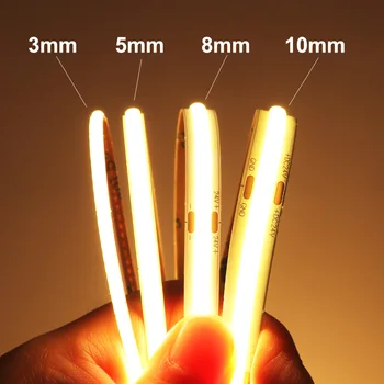 3mm 5mm COB LED Streifen 12V 24V Dimmbar 3000K 4000K 6000K Hohe Dichte flexible LED Licht Für Home Decor RA90
