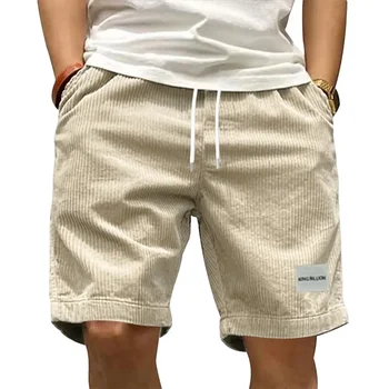 Vintage Cargo Shorts Herren Sommer Trendy Retro Cord Kurze Hosen Herren Casual Einfarbig Shorts Sport