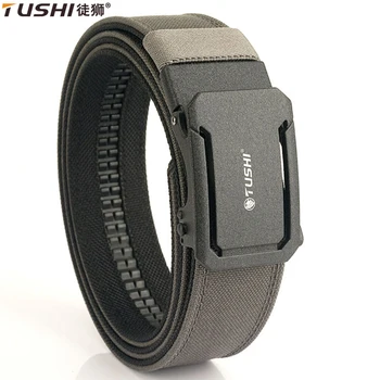 TUSHI Militärischer taktischer Gürtel für Herren, stabiler Nylon-Metall-Automatikschnalle, Polizei-Gürtel