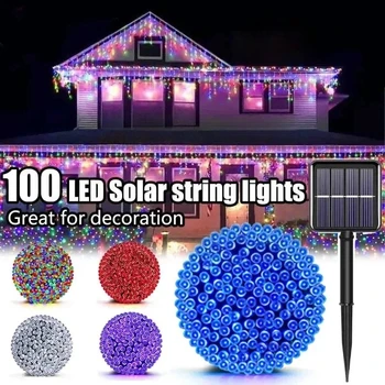 LED-Solar-Lichterkette mit 8 Beleuchtungsmodi, solarbetriebene funkelnde Lichterkette für Terrassen-, Garten
