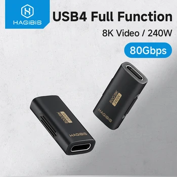 Hagibis USB-C-Buchse auf USB-C-Buchse, 80 Gbit/s, 240 W, USB4-Doppelbuchse, Verlängerungskabel-Konverter
