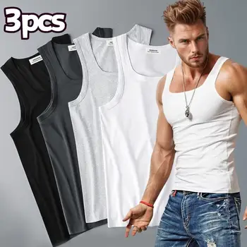 Baumwolle Ärmelloses T-shirt männer Und frauen Einfarbig Casual Bodenbildung Shirt Sommer Weste Fit (3 Stück)