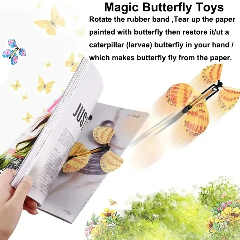 10PCS Zufällige Farbe Magie Fliegende Schmetterling Wind Up – Bild 3