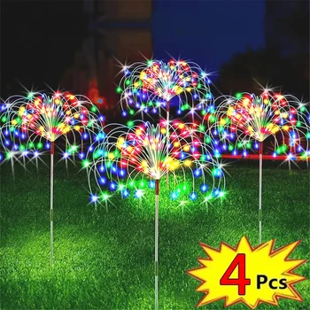 Solar LED Feuerwerk Licht Kupfer Draht Weihnachten Lichterkette Rasen Pathway Licht Garten Dekoration