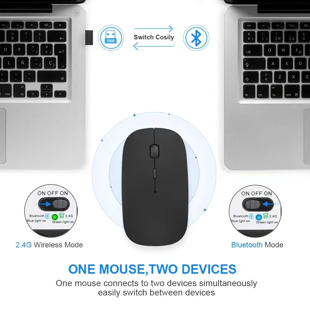 Wiederaufladbare Drahtlose Maus Bluetooth 2,4 GHz Dual Modi – Bild 2