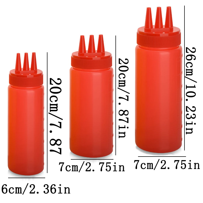 3-Loch-Sauce Squeeze-Gewürzflaschen, Saucenflasche mit – Bild 4