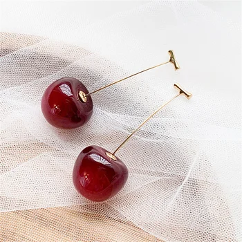 Süße Kirschfrucht-Acryl-Ohrringe, modische Harz-Kirsch-Ohrringe für Frauen, Kpop-Schmuck, trendige Accessoires