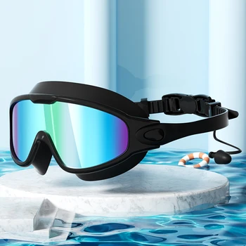 Schwimmbrille für Erwachsene, weites Sichtfeld, beschlagfrei, UV-Schutz, auslaufsichere Schwimmbrille, Unisex