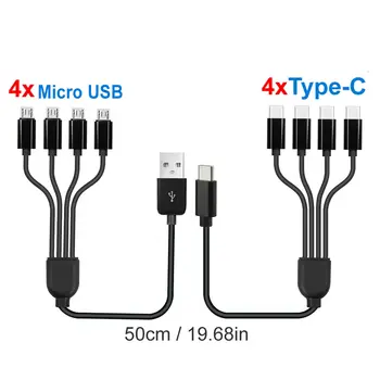 Kurzes Kabel, 5 V, USB, A, C auf Typ C, mehrere Ladekabel, 4-in-1-Micro-USB-Splitter-Adapterkabel