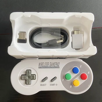 2-Empfänger-Game-Controller, kabellos, bunte Taste, 2,4 G, Gamepad, Joypad, Joystick, kompatibel mit SNES Mini
