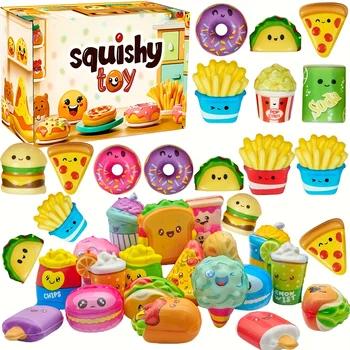 Mini-Quetschspielzeug, Schul- und Geburtstagsgeschenkpaket mit verschiedenen Lebensmitteln (12 Stück)