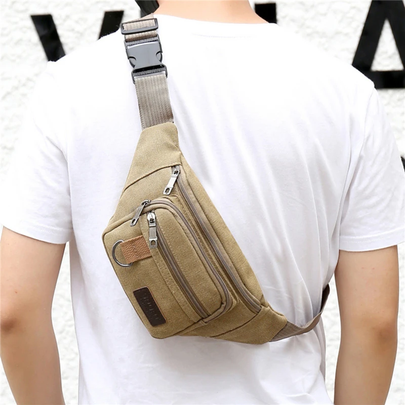Brusttasche Canvas Hüfttasche Damen Herren Gürteltasche Mode – Bild 4
